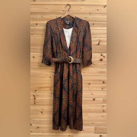 Vintage RJ Stevens Size Medium Paisley 3/4 Sleeve Secretary School Teacher Dress - Picture 1 of 9